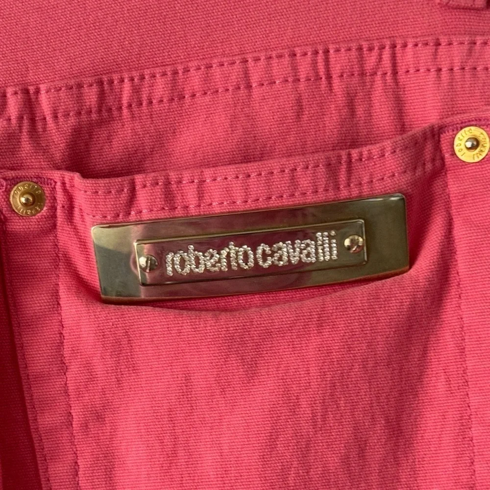 ROBERTO CAVALLI LOOSE FIT RED / PINK DENIM TROUSER PANTS JEANS SZ L - Picture 3 of 8